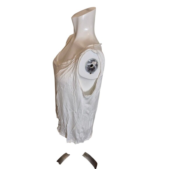 Talbots Pleated Ruched Tank Top Layering Top Jersey White Sz XL NEW - Picture 3 of 6